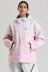 Women's Pink Gradient Side-Zip Vent Fully Sealed Insulated Snow Anorak